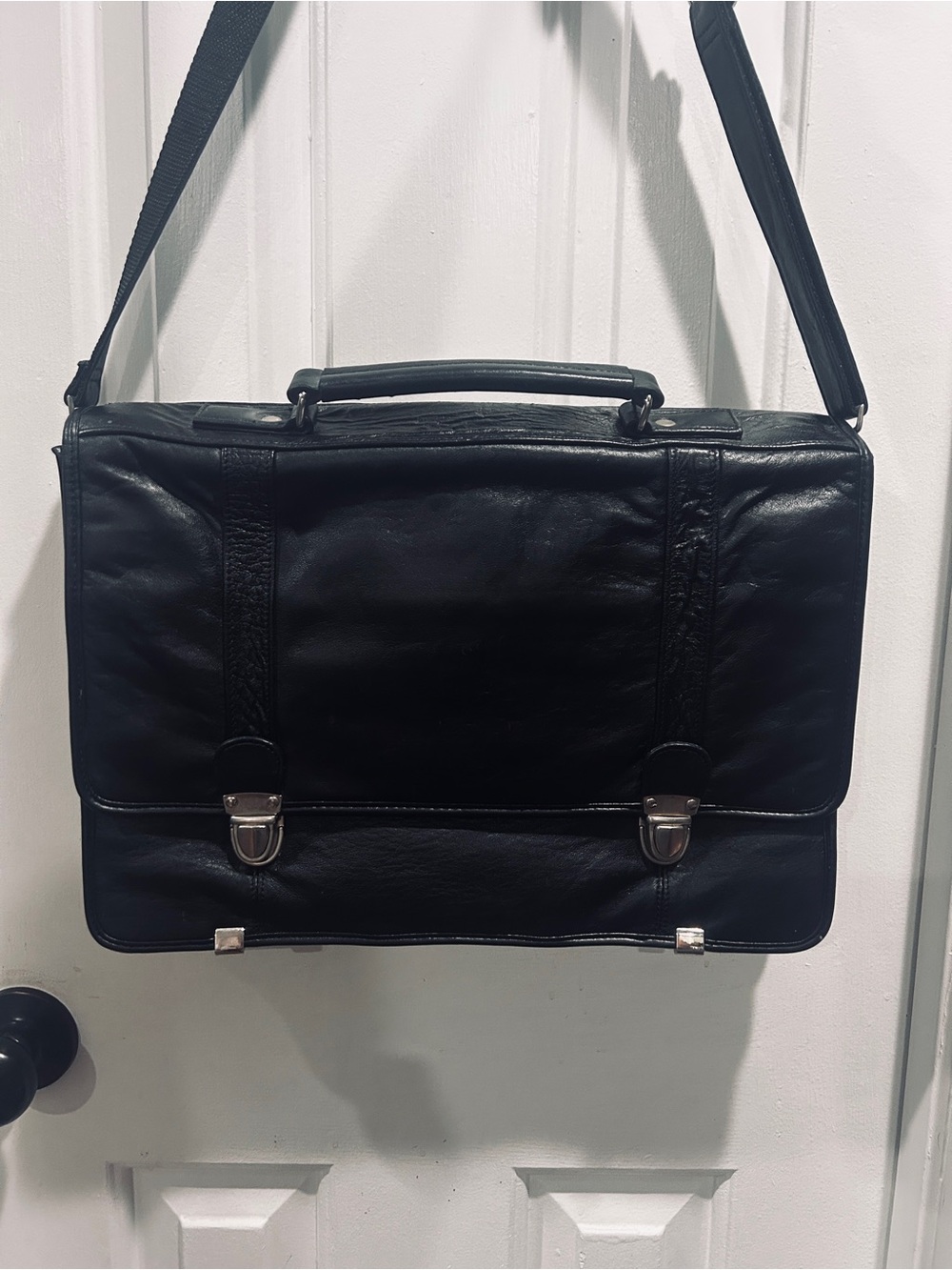 Black Wilsons Leather Laptop Satchel Bag for Women - Professional Office Carry